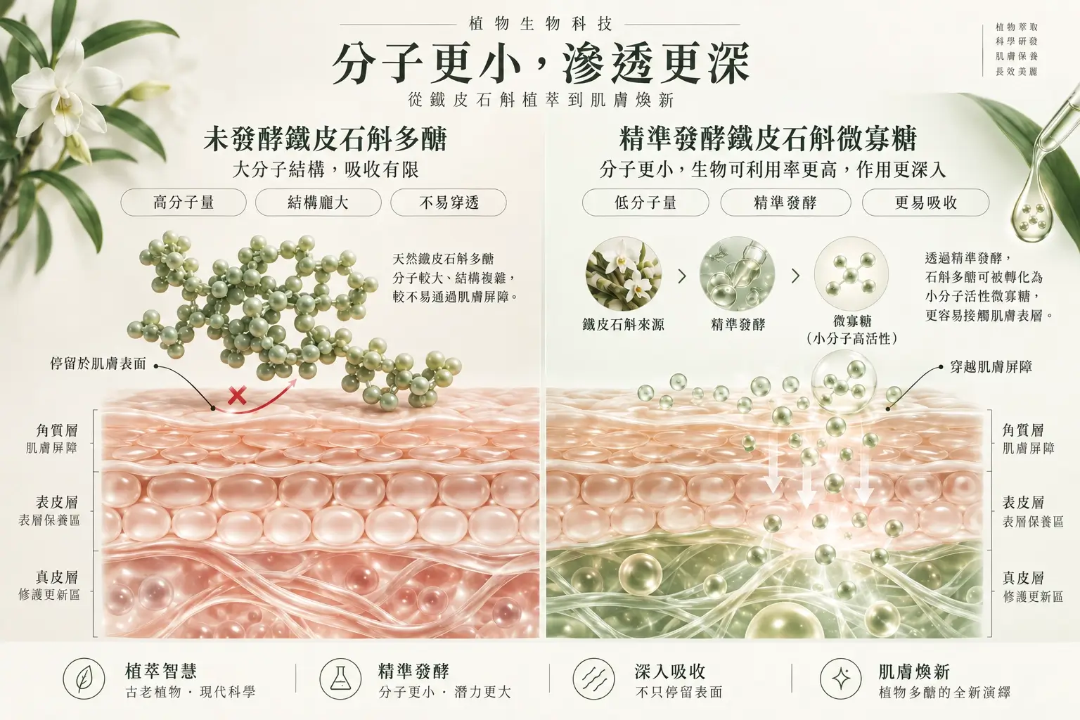 內文圖 02｜石斛多醣與發酵處理概念比較