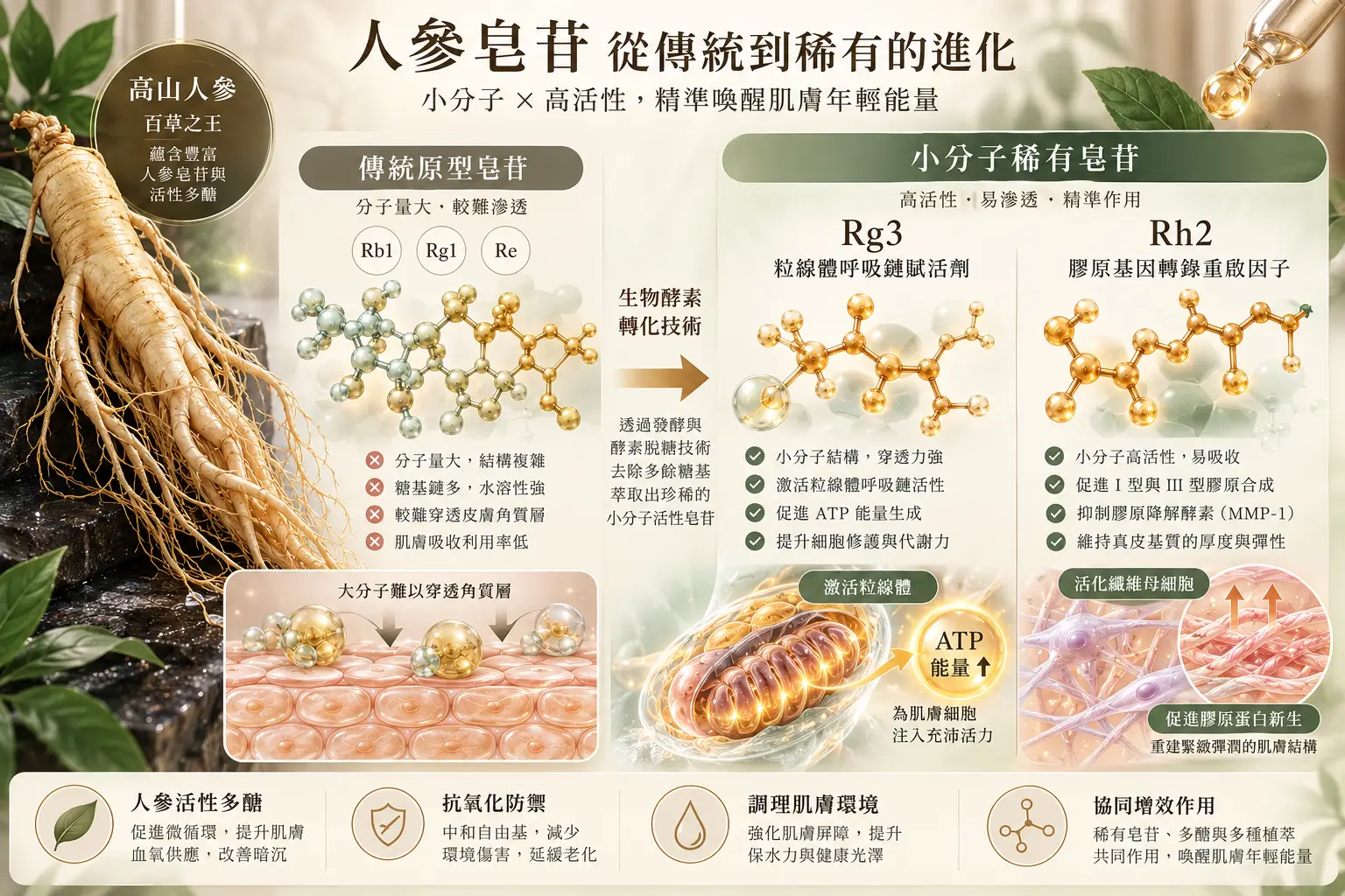 人參皂苷結構與研究方向概念圖